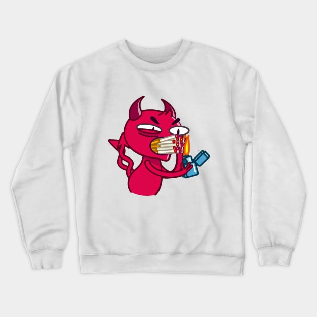 Red Devil smokes a lot Crewneck Sweatshirt by ManimeXP